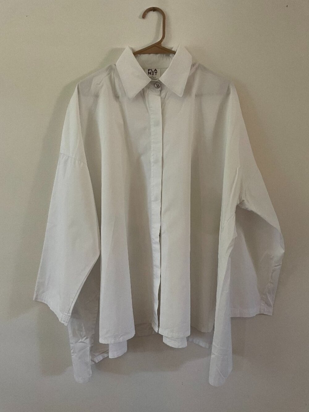 White Planet by Lauren G Oversized Funky Blouse Tunic Modern OS 100% cotton